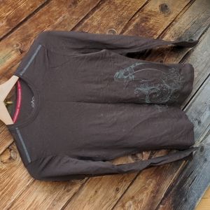 Mission Playground T-shirt brown wool long sleeve top Small